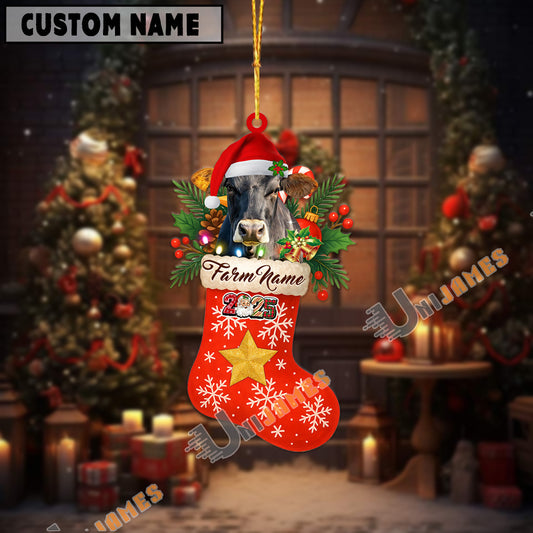 Uni Personalized Brown Swiss Christmas Stocking Ornament