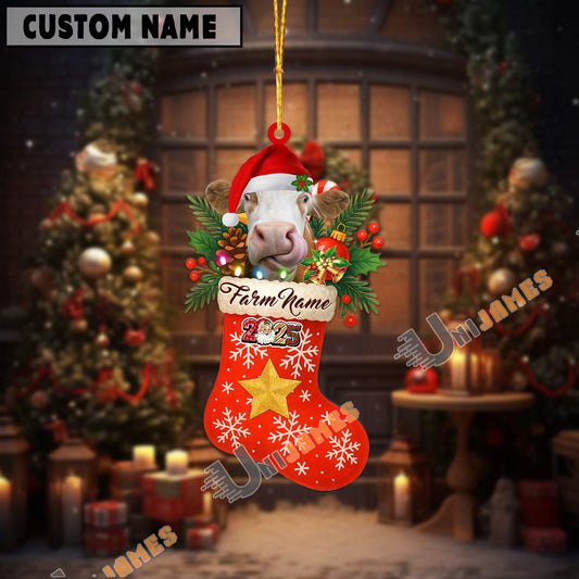 Uni Personalized Simmental Christmas Stocking Acrylic Ornament