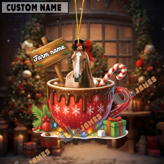 Uni Personalized Horse Moo-ry Christmas Cocoa Mug Acrylic Ornament