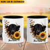 Uni Sunflower Cow Love Personalized Name Mug (10 Cattle Breeds)