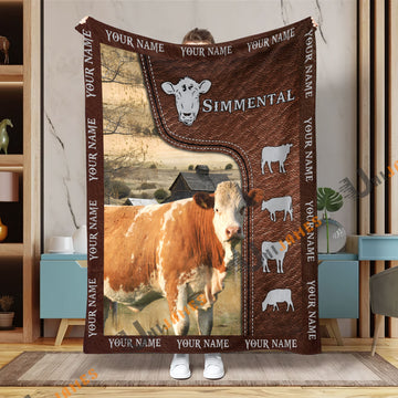 Uni Personalized Name Simmental Farm Super Soft Blanket