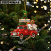 Uni Personalized Charolais Ornament – Red Christmas Truck & Farm Name Custom Shape Acrylic Ornament