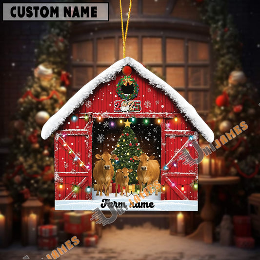 Uni Personalized Jersey Christmas Barn Ornament – Custom Farm Name 2025
