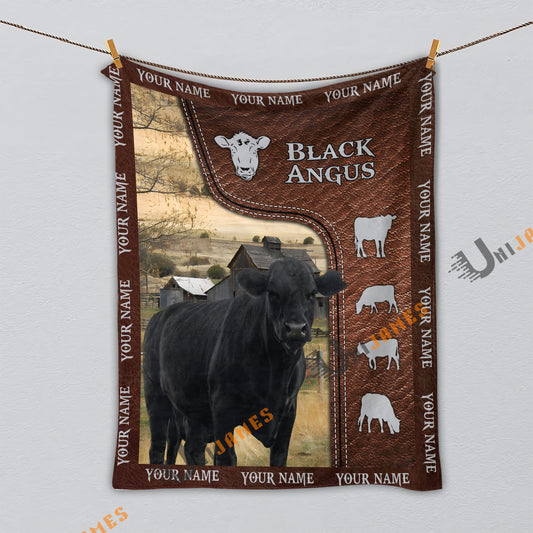 Uni Personalized Name Black Angus Farm Super Soft Blanket