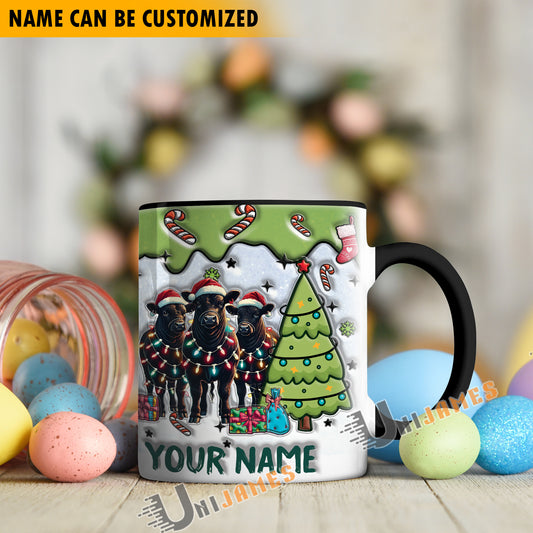 Uni Black Angus Christmas Personalized Name Two Tone Mug