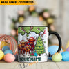 Uni Highland Cattle Christmas Personalized Name Two Tone Mug