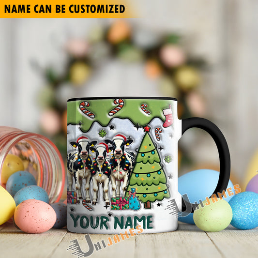 Uni Holstein Christmas Personalized Name Two Tone Mug