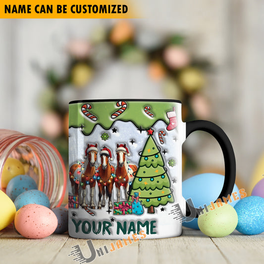 Uni Horse Christmas Personalized Name Two Tone Mug