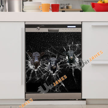 Uni Black Angus Broken Glasses Dishwasher Door Cover