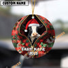 Uni Personalized Farm Name Merry Holstein Farm Plaid Ornament