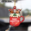 Uni Personalized Texas Long Horn Merry Christmas Farm Mug Ornament