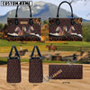 Unijames Warmblood Happiness Sunflower Custom Name 3D Leather Handbag