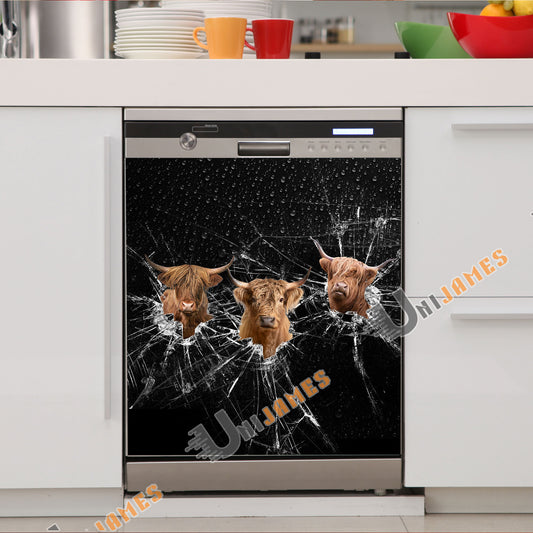 Uni Highland Broken Glasses Dishwasher Door Cover