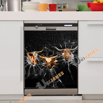 Uni Texas Longhorn Broken Glasses Dishwasher Door Cover