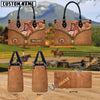 Unijames American Quarter Horse Center Zip Pattern Custom Name 3D Leather Handbag