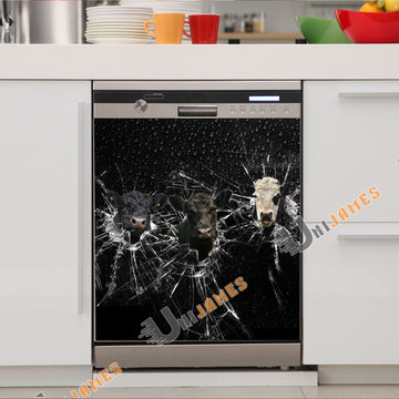 Uni Belted Galloway Broken Glasses Dishwasher Door Cover