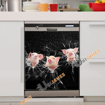 Uni Pig Broken Glasses Dishwasher Door Cover