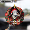 Uni Personalized Farm Name Merry Brahman Farm Plaid Ornament