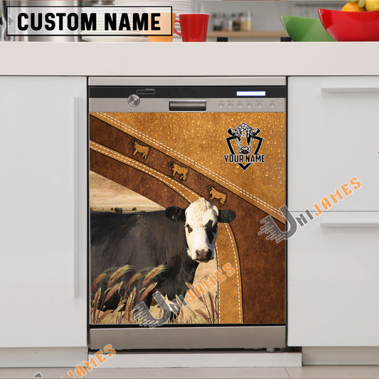 Uni Holstein Brown Custom Name Dishwasher Door Cover