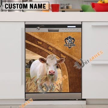 Uni Charolais Brown Custom Name Dishwasher Door Cover