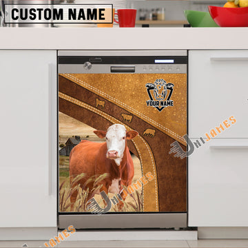 Uni Simmental Brown Custom Name Dishwasher Door Cover