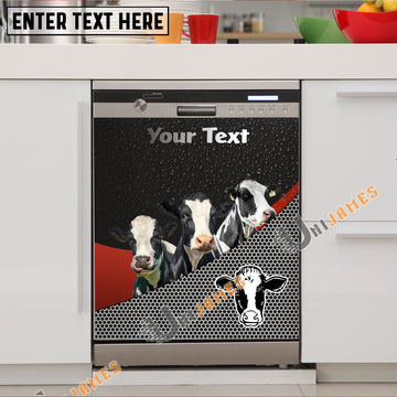 Uni Holstein Cattle Metal Pattern Custom Name Dishwasher Door Cover