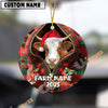 Uni Personalized Farm Name Merry Simmental Farm Plaid Ornament