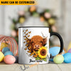 Uni Sunflower Cow Love Personalized Name Mug (10 Cattle Breeds)