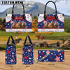 Unijames Thoroughbred America Lover Custom Name 3D Leather Handbag