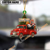 Uni Personalized Belted Galloway Ornament – Red Christmas Truck & Farm Name Custom Shape Acrylic Ornament