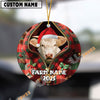 Uni Personalized Farm Name Merry Charolais Farm Plaid Ornament