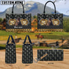 Unijames Hackney Leather Heart Pattern Custom Name 3D Leather Handbag