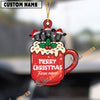 Uni Personalized Black Angus Merry Christmas Farm Mug Ornament
