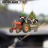 Uni Personalized Farm Tractor Christmas Ornament with Belted Galloway & Tree Acrylic Ornament