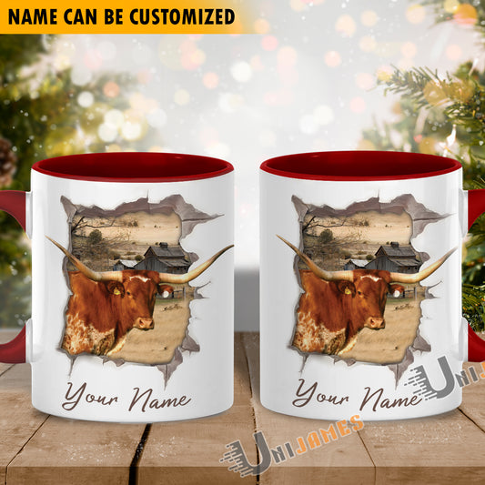 Uni TX Longhorn Funny Personalized Name Two Tone Mug