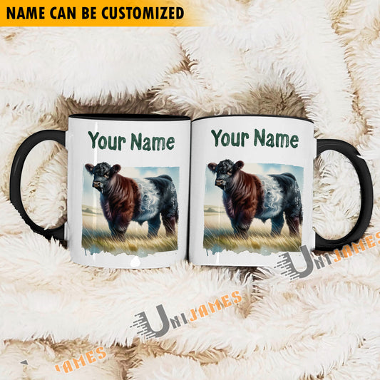 Uni Belted Galloway Personalized Name Two Tone Mug