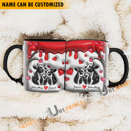 Uni Sweet Holstein Couple Personalized Name Two Tone Mug