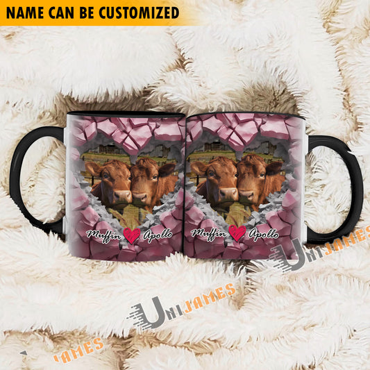 Uni Beefmaster Couple Personalized Name Two Tone Mug