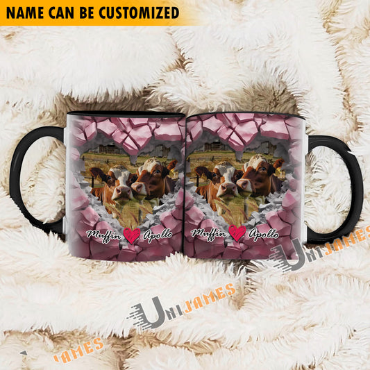 Uni Holstein Couple Personalized Name Two Tone Mug