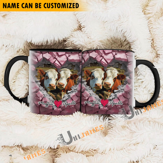 Uni Hereford Couple Personalized Name Two Tone Mug