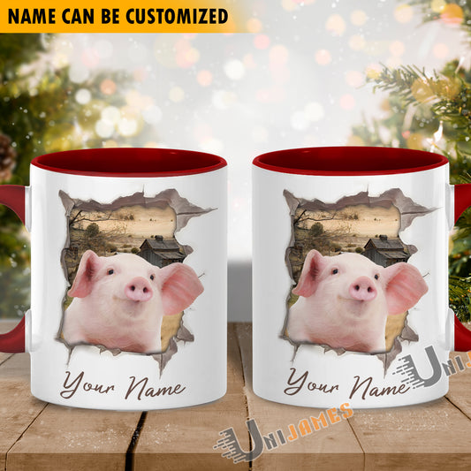 Uni Pig Funny Personalized Name Two Tone Mug