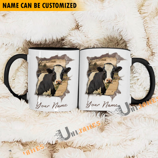 Uni Holstein Funny Personalized Name Two Tone Mug