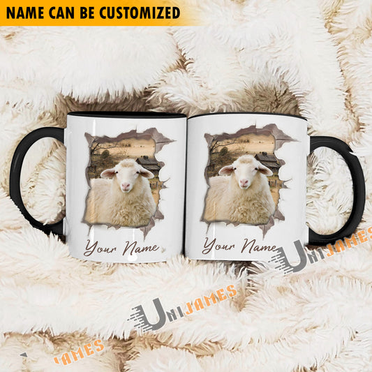 Uni Sheep Funny Personalized Name Two Tone Mug