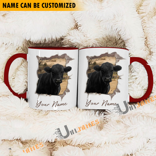 Uni Black Angus Funny Personalized Name Two Tone Mug