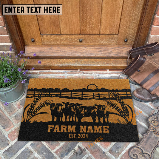 Uni Angus Sunshine Field Custom Farm Name Custom Year Coir Doormat