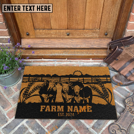 Uni Hereford Sunshine Field Custom Farm Name Custom Year Coir Doormat