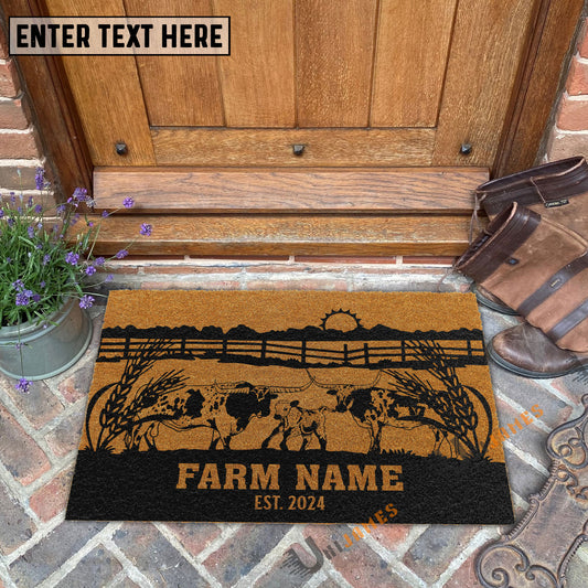 Uni Texas Longhorn Sunshine Field Custom Farm Name Custom Year Coir Doormat