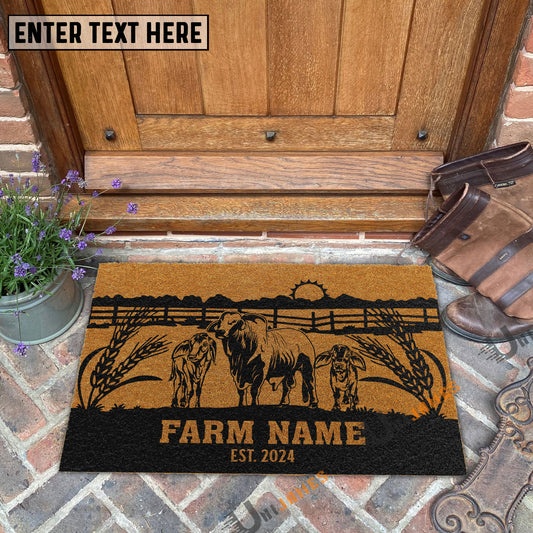 Uni Brahman Sunshine Field Custom Farm Name Custom Year Coir Doormat