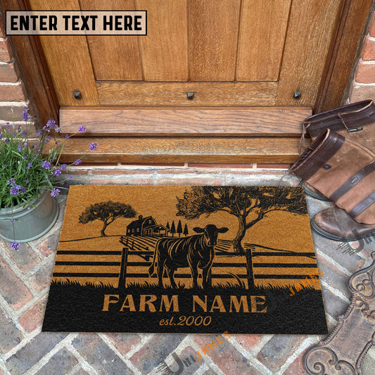 Uni Angus Little Ranch Custom Farm Name Custom Year Coir Doormat