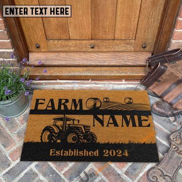 Uni Tractor Straw Roll Custom Farm Name Custom Year Coir Doormat